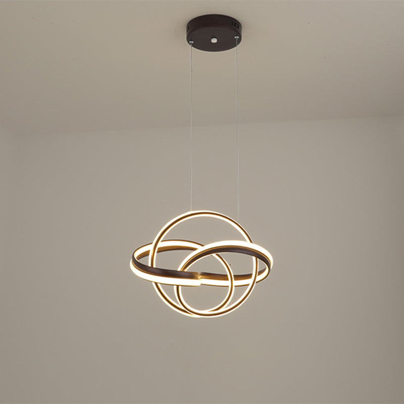 Twisting Living Room Chandelier Lighting Acrylic LED Modernism Pendant Light Fixture in Black