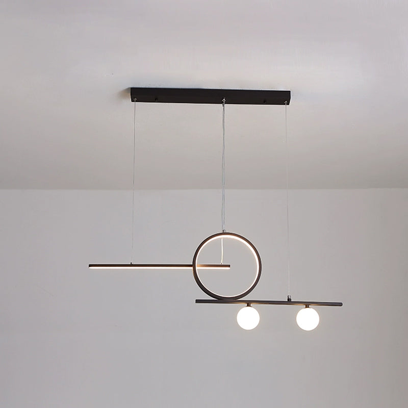 Illuminazione isola lineare lampada sospesa in metallo nordico nero/nero/oro con vetro smerigliato per sala da pranzo