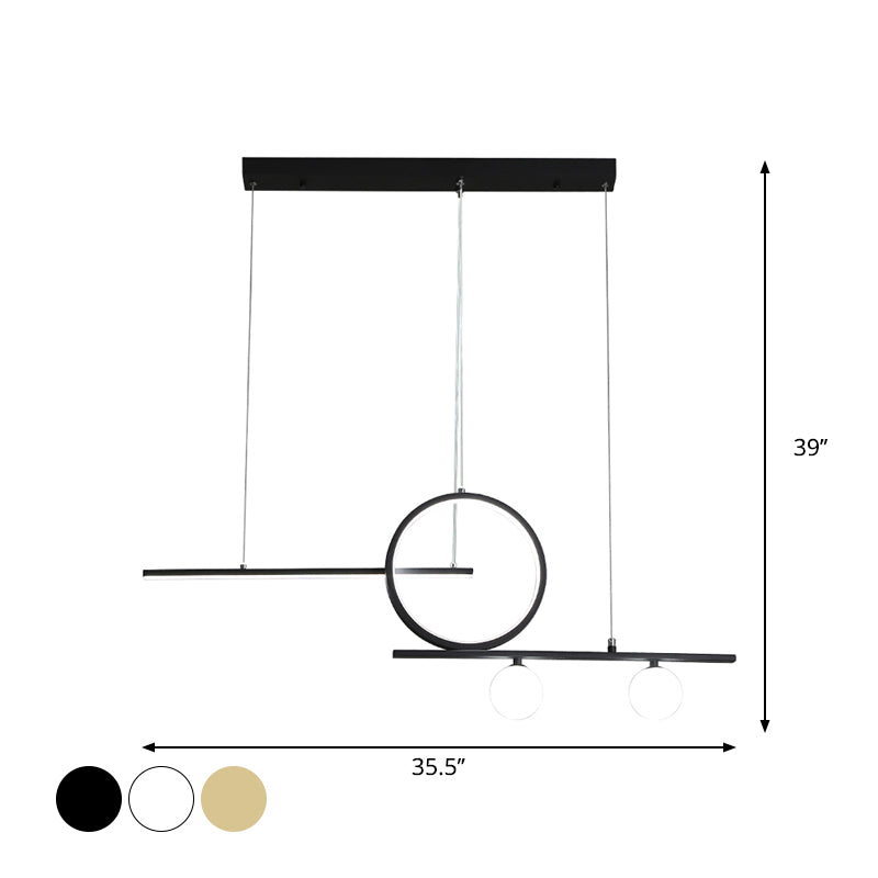 Illuminazione isola lineare lampada sospesa in metallo nordico nero/nero/oro con vetro smerigliato per sala da pranzo