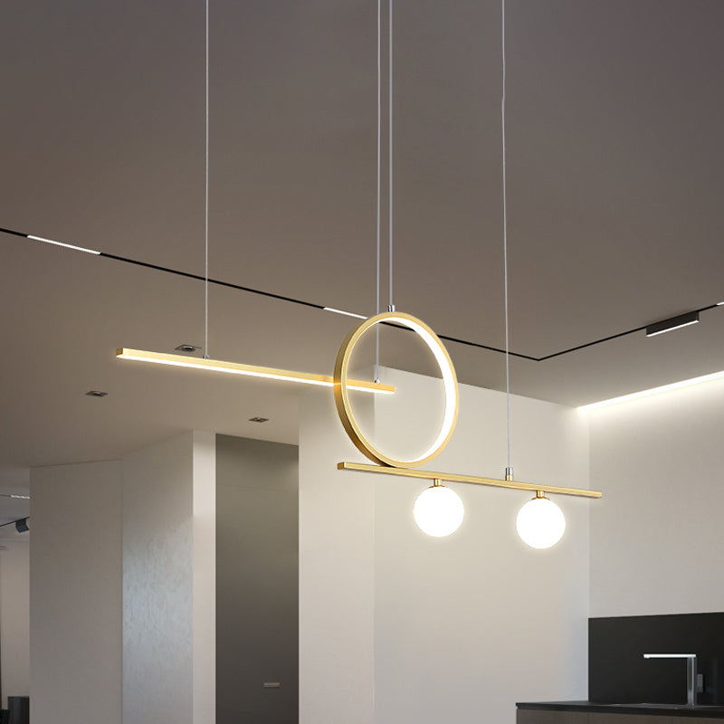 Illuminazione isola lineare lampada sospesa in metallo nordico nero/nero/oro con vetro smerigliato per sala da pranzo