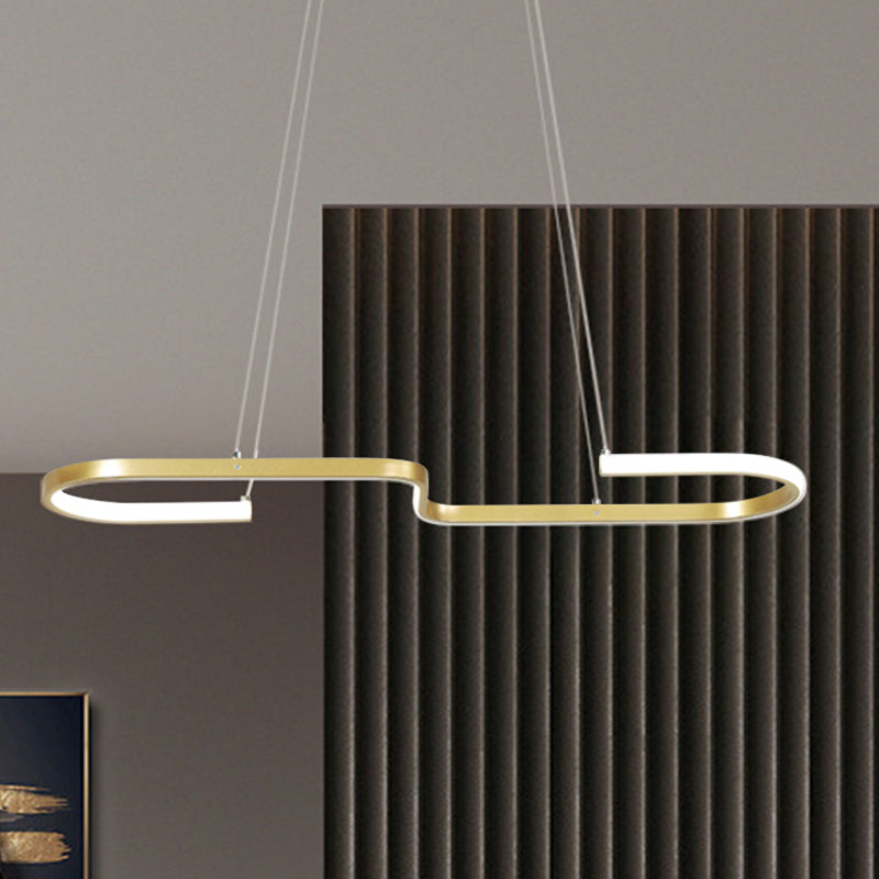 Modernisme en forme de lustre en forme de la lampe à manger métallique LED Pendante LED PENDANT en noir / or, lumière chaude / blanche