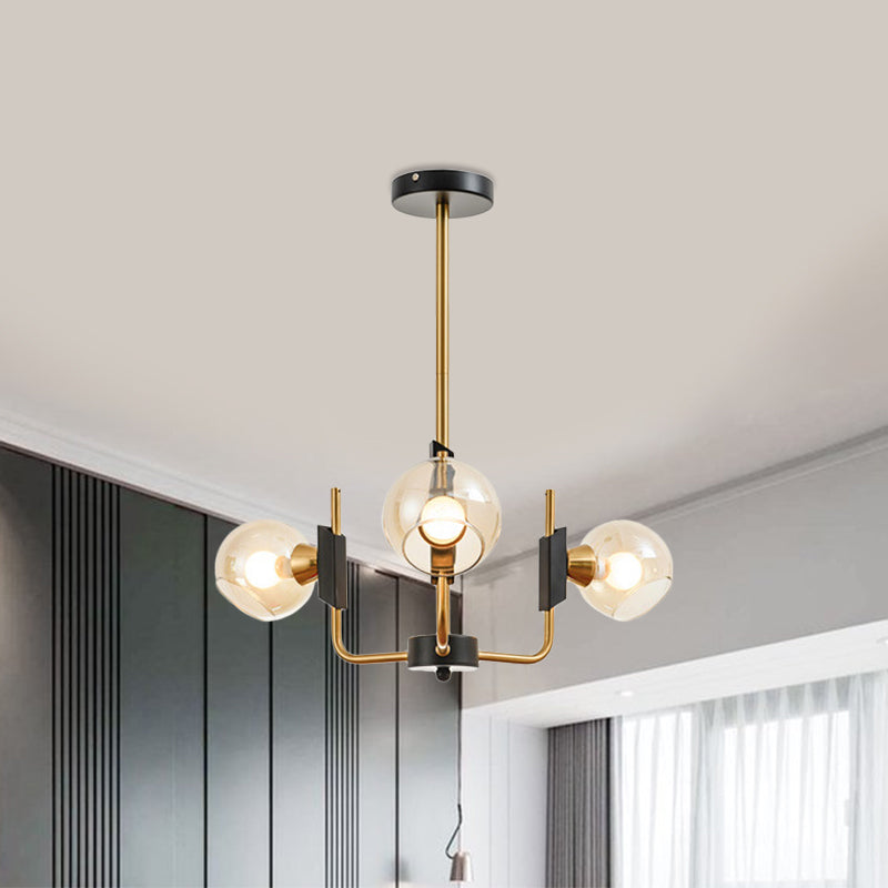 Clear Glass Globe Ceiling Chandelier Antique 3/6 Lights Gold Hanging Pendant Light in Warm/White Light