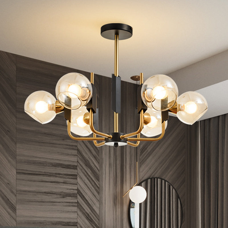 Clear Glass Globe Ceiling Chandelier Antique 3/6 Lights Gold Hanging Pendant Light in Warm/White Light