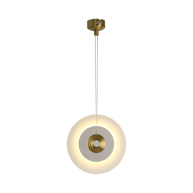 Moderne LED -hanglamp met een witte glazen schaduw Zwart/gouden cirkelvormige hanglamp, 12 "/14"/16 "W