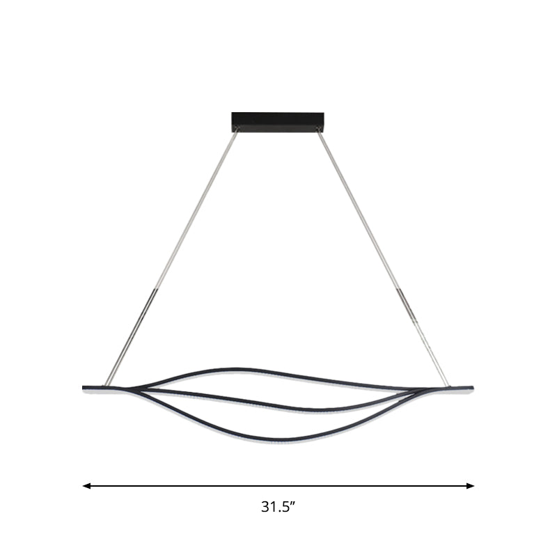 Metallic Leaf-Like Island Lighting Nordic LED Black Pendant Light Kit in Warm/White Light, 31.5"/39"/47" Wide