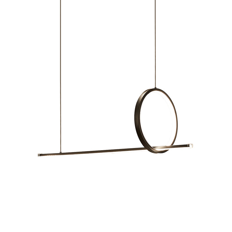 Moderniste linéaire et ring lustre lampe à restauration en fer à lame à lèvres LED Pendante Lumière en noir