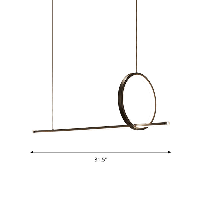 Moderniste linéaire et ring lustre lampe à restauration en fer à lame à lèvres LED Pendante Lumière en noir