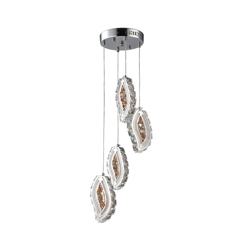 Verlaat gefacetteerde kristallen plafondlamp eenvoudige stijl LED zilver multi hanger licht voor eetkamer