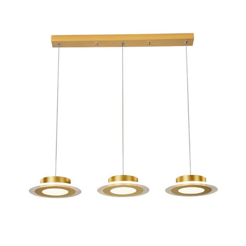 3 Ronde kroonluchter licht eigentijdse acryl -LED Gold Pendant verlichtingsarmatuur in warm/wit licht
