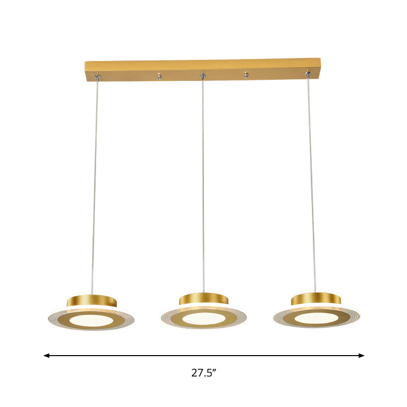 3 Ronde kroonluchter licht eigentijdse acryl -LED Gold Pendant verlichtingsarmatuur in warm/wit licht