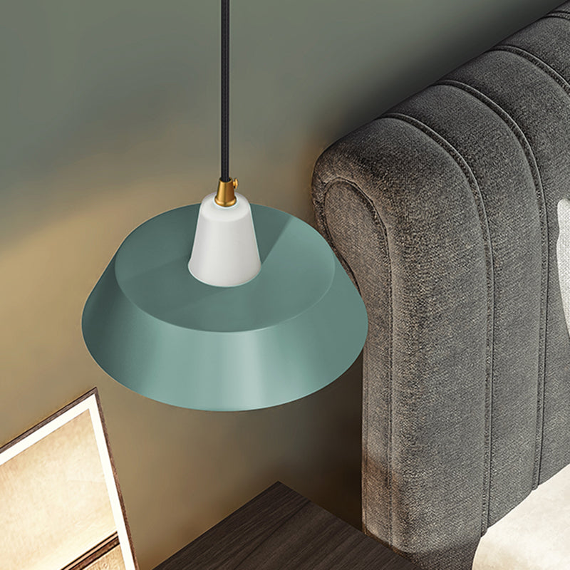 Zwart/wit/groen afgedekt hangende verlichting Minimalistische 1-licht metallic hanger lamp voor slaapkamer
