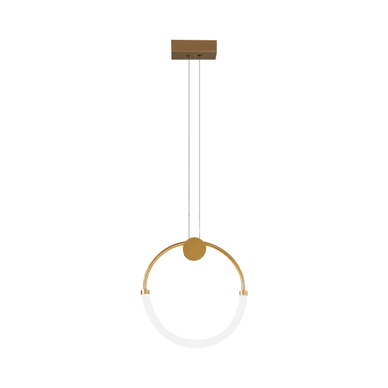 Acrylic Circular Chandelier Lamp Nordic 1/3 Bulbs Gold Pendant Lighting Fixture in Warm/White Light