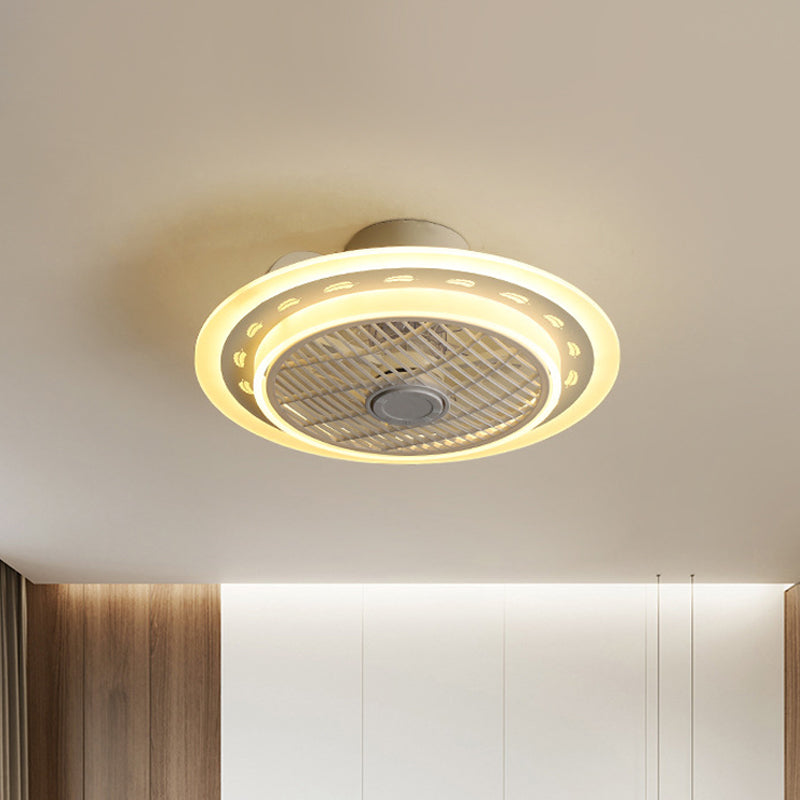Modernistischer Kreis Lüfterlampe Acryl 20,5 "W LED Schlafzimmer Halbflush -Halbmontage Leuchte in Grau