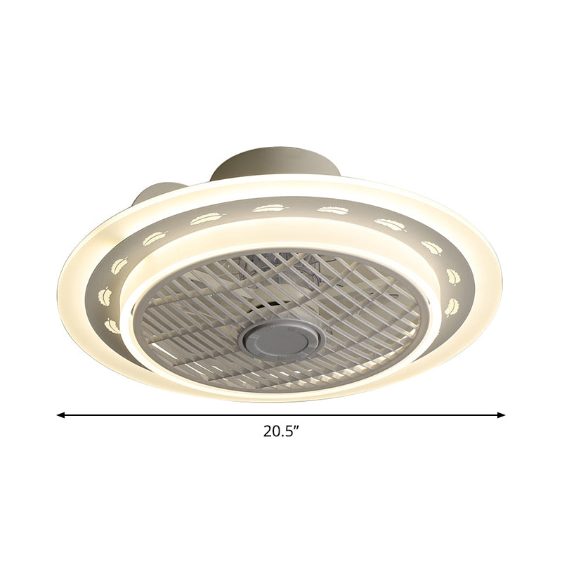 Modernistischer Kreis Lüfterlampe Acryl 20,5 "W LED Schlafzimmer Halbflush -Halbmontage Leuchte in Grau