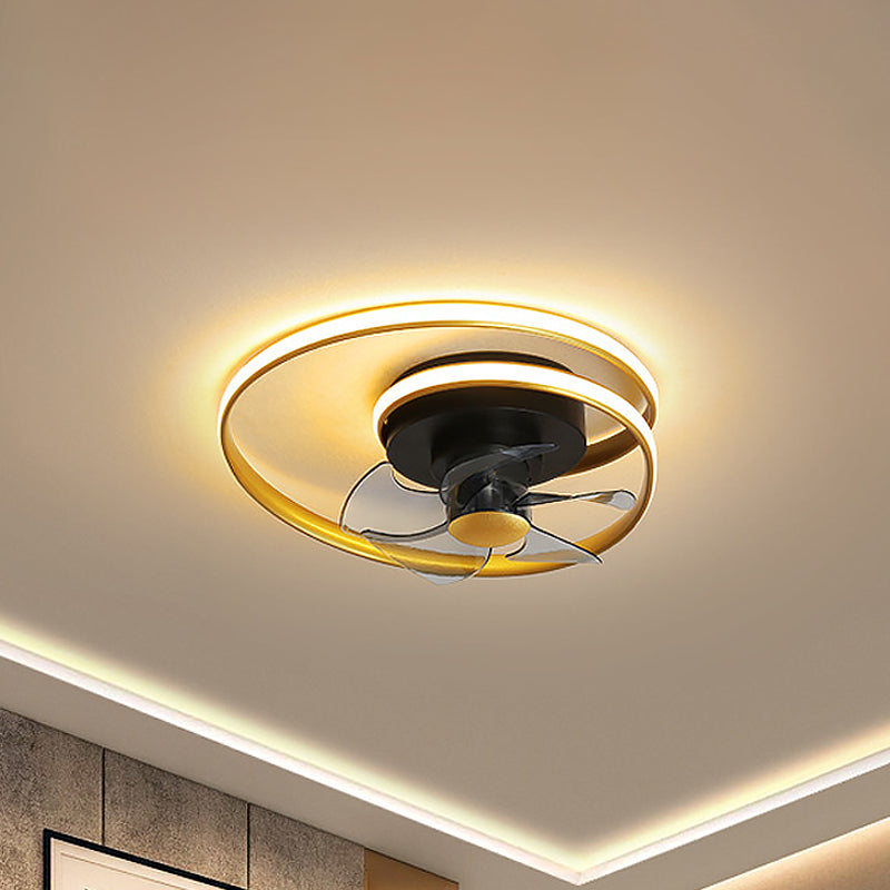 Einfacher Spiralkreis Lüfterbeleuchtung Acryl 18 "W LED Schlafzimmer Halbflush -Leuchte in Schwarz und Weiß/Schwarz und Gold, 5 Klingen