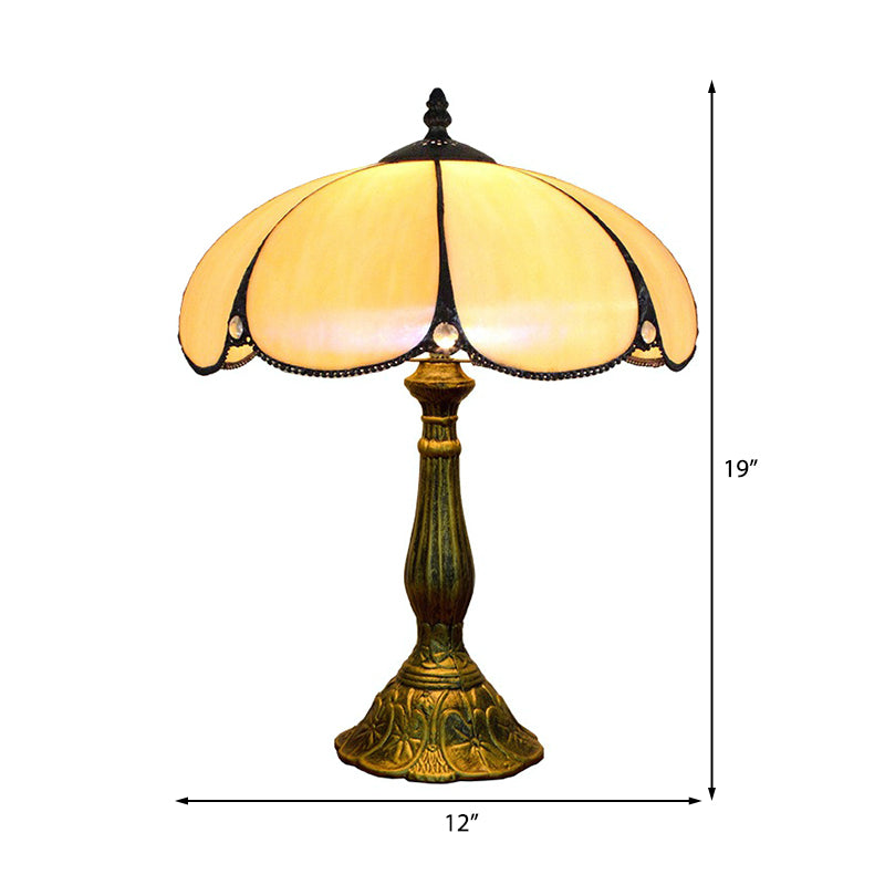 Petal Table Lighting Tiffany Rustic 1 Light Beige Glass Indoor Standing Light for Bedside