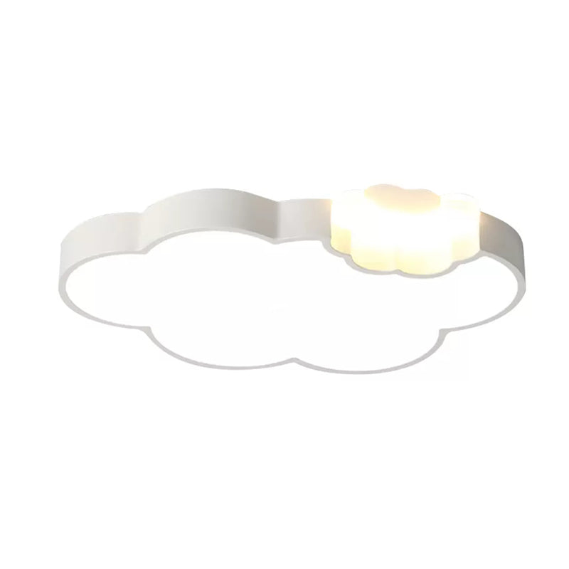 Cloud Kindergarten Flush Ceiling Light Acrylic Modern Ceiling Lamp in White Finish