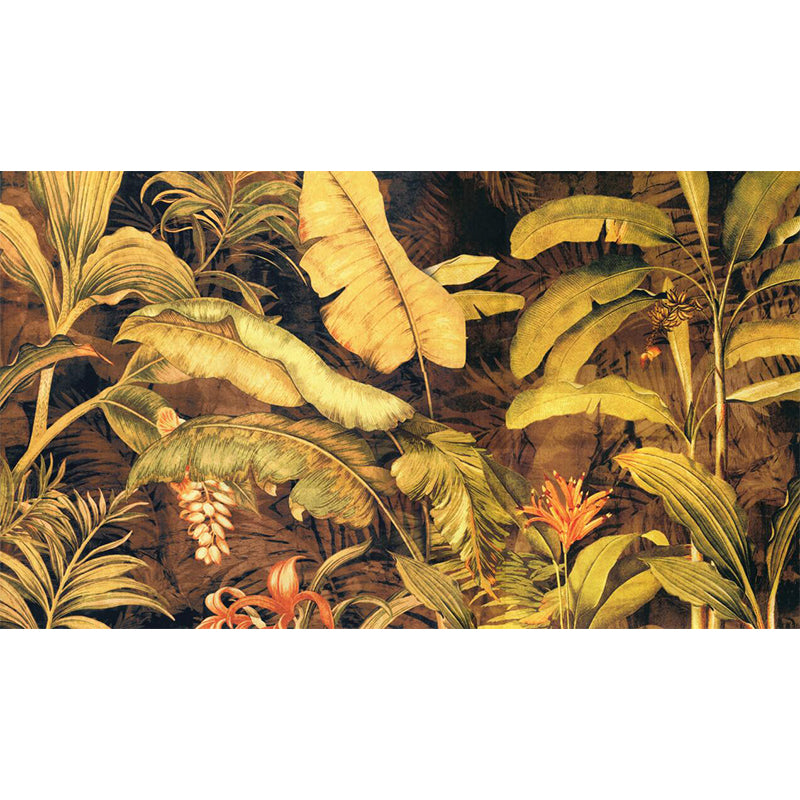Stain-Proof Botanical Leaves Wall Mural Non-Woven Tropical Wall Art for Dining Room