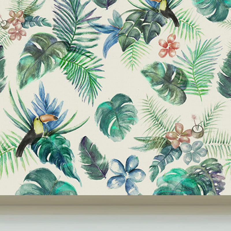 Large Flower and Botanical Mural Wallpaper Tropical Natural Landscape Wall Art in Green