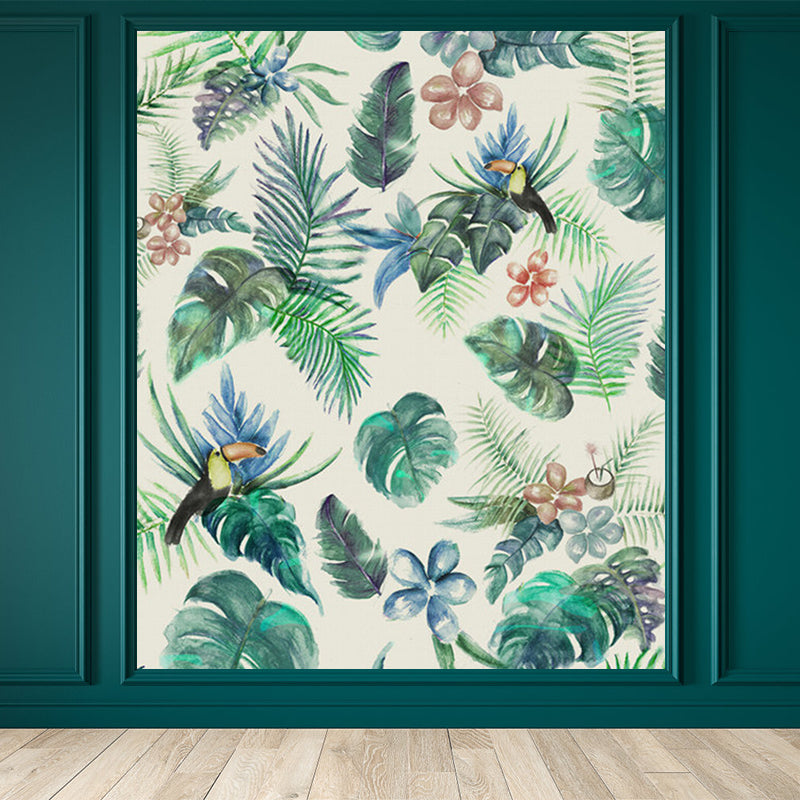 Large Flower and Botanical Mural Wallpaper Tropical Natural Landscape Wall Art in Green
