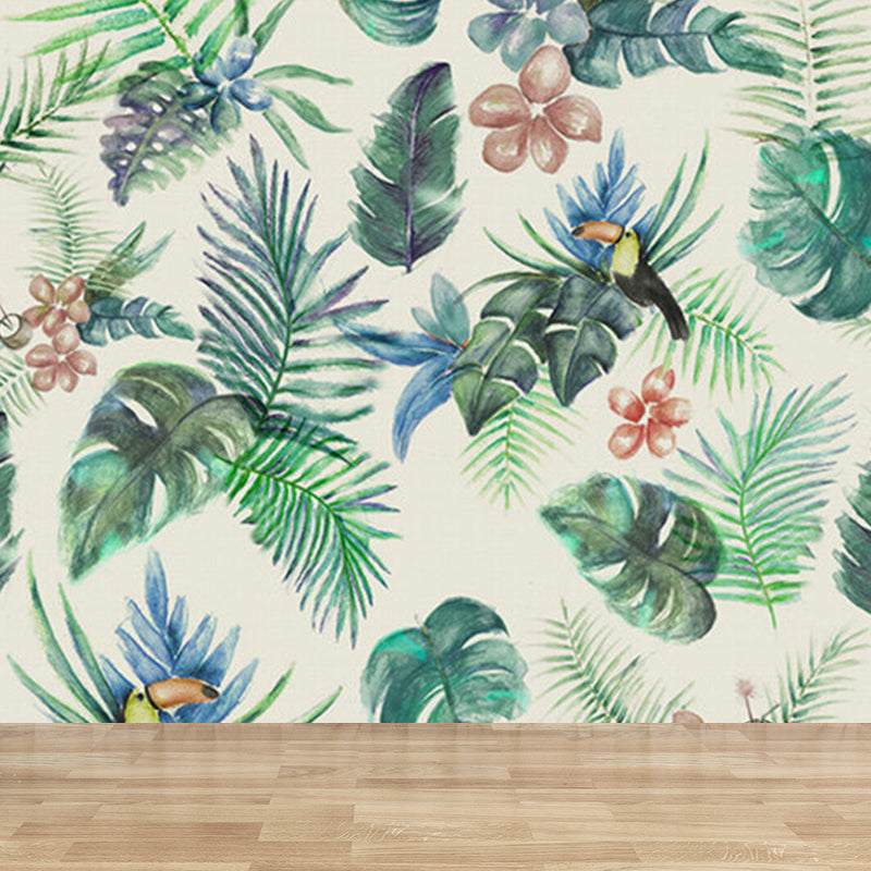 Large Flower and Botanical Mural Wallpaper Tropical Natural Landscape Wall Art in Green