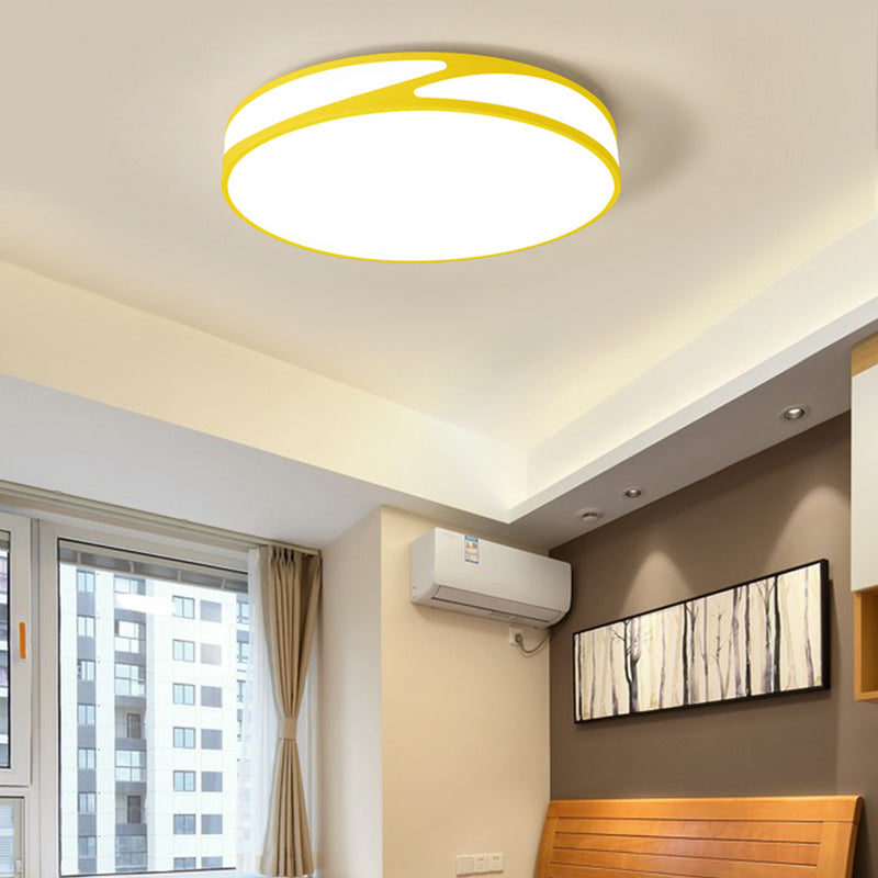 14 "/18" /21.5 " W Round Shape Flush Monte Light Macaron Loft Acrilico Candy Color Fissture in Blu / Green/Pink / Yellow for Kid's Room