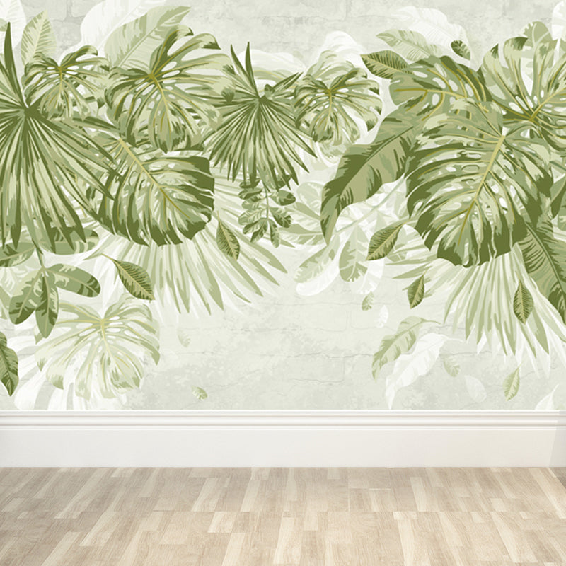 Verdant Botanical Leaves Mural Wallpaper for Living Room Plants Wall Art, Custom