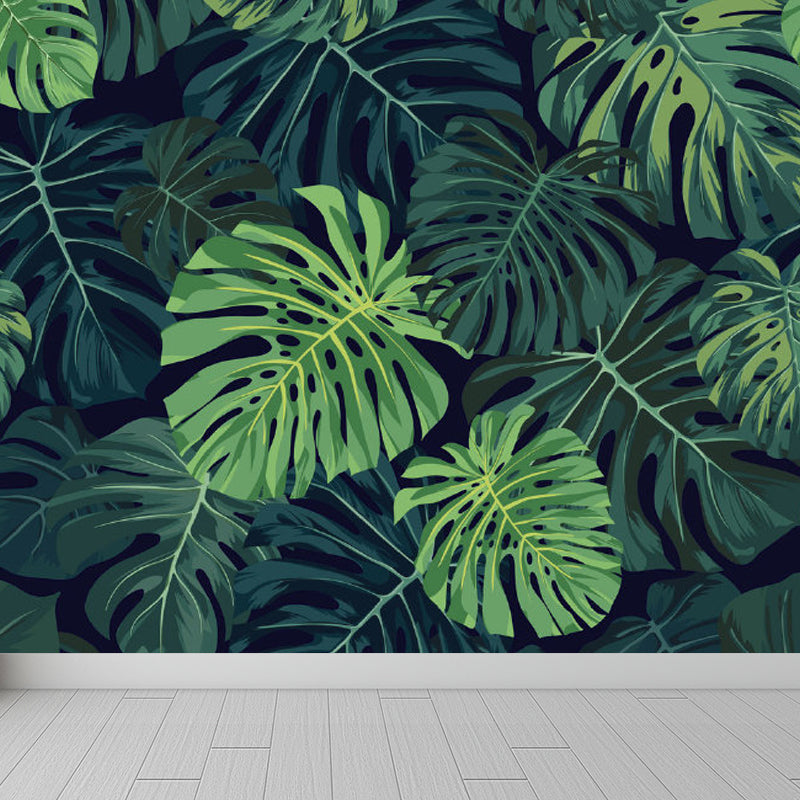 Verdant Botanical Leaves Mural Wallpaper for Living Room Plants Wall Art, Custom