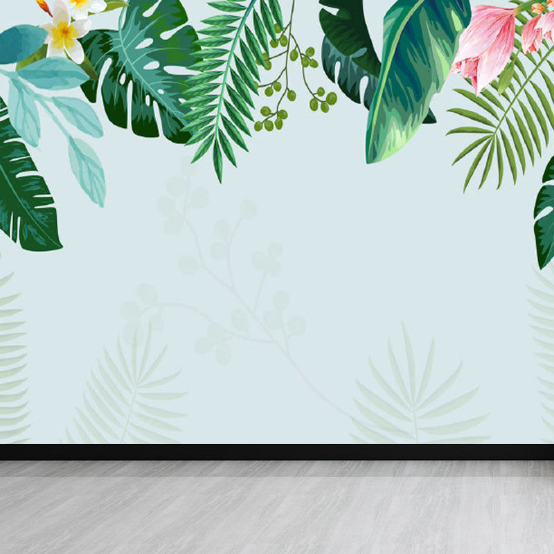 Verdant Botanical Leaves Mural Wallpaper for Living Room Plants Wall Art, Custom