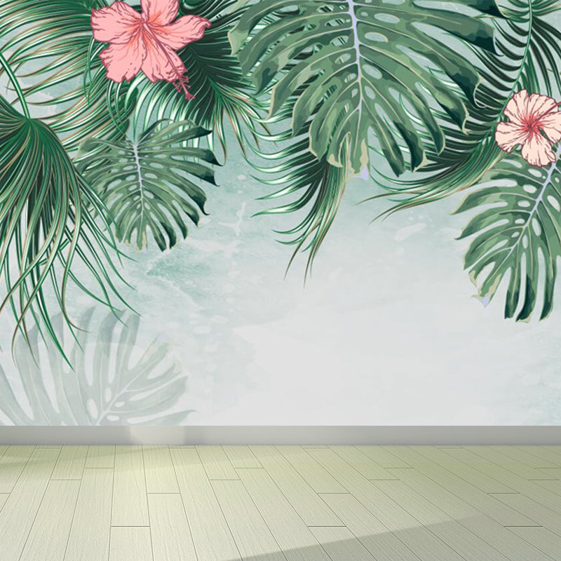 Verdant Botanical Leaves Mural Wallpaper for Living Room Plants Wall Art, Custom