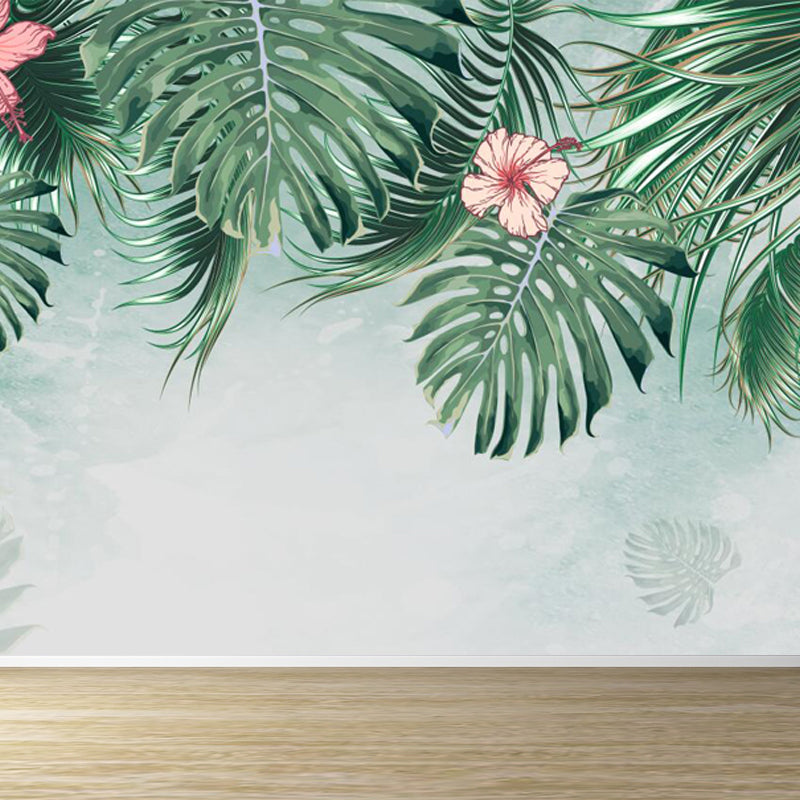 Verdant Botanical Leaves Mural Wallpaper for Living Room Plants Wall Art, Custom