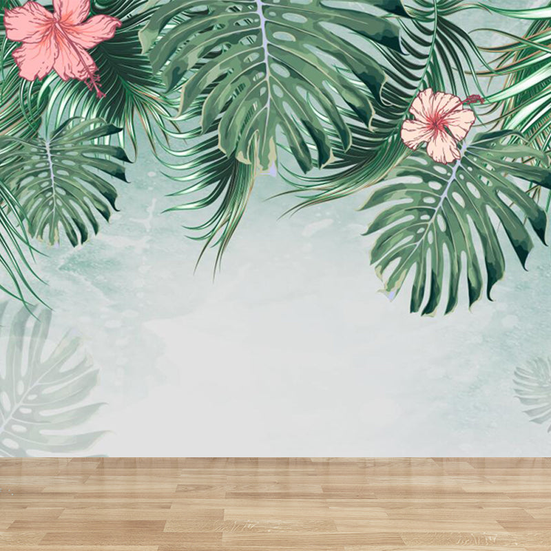 Verdant Botanical Leaves Mural Wallpaper for Living Room Plants Wall Art, Custom