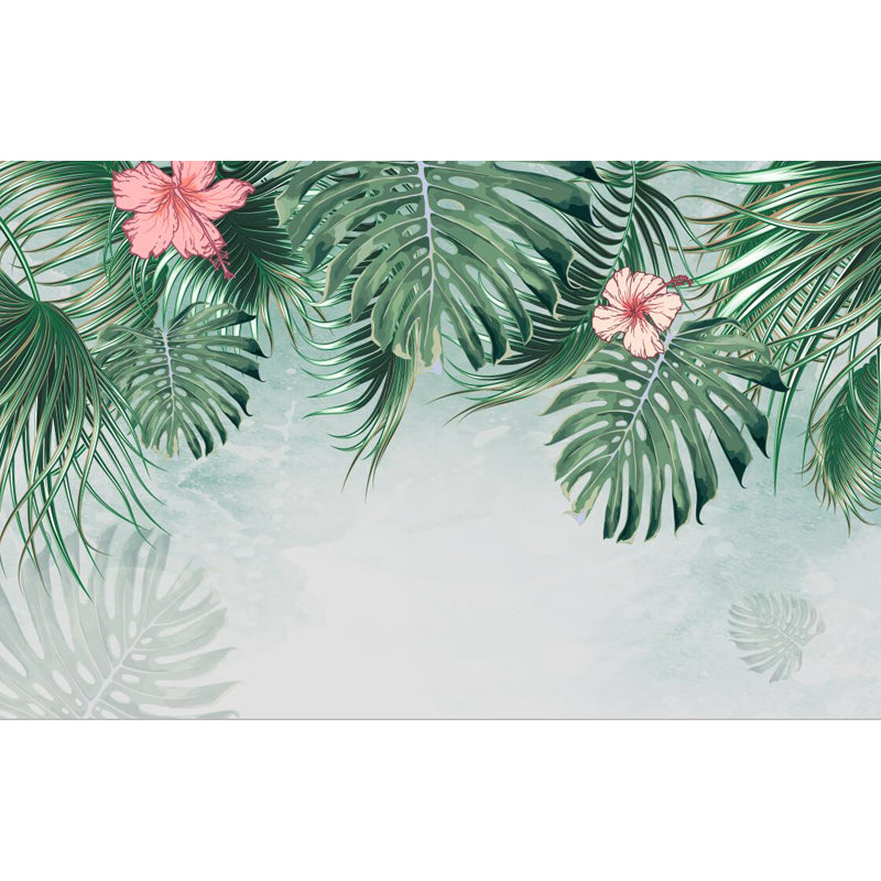 Verdant Botanical Leaves Mural Wallpaper for Living Room Plants Wall Art, Custom