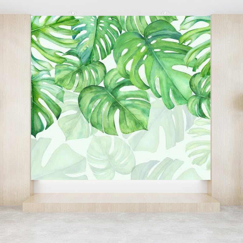 Verdant Botanical Leaves Mural Wallpaper for Living Room Plants Wall Art, Custom
