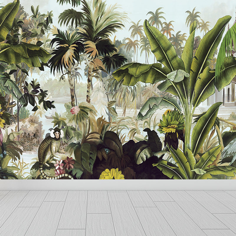 Lush Trees and Leaves Mural Decal for Dining Forest Landscape Wall Art, Personalized