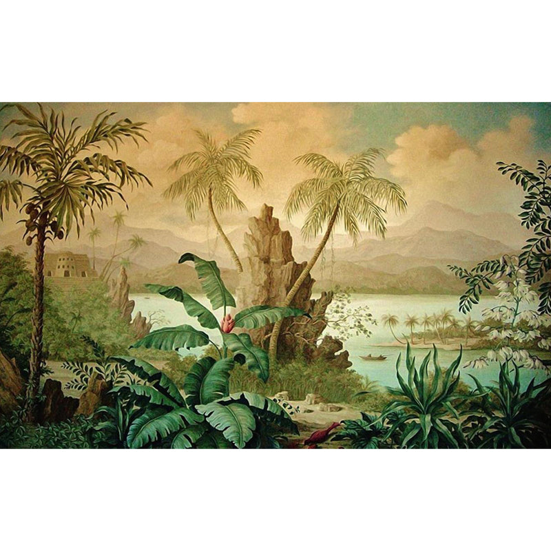 Lush Trees and Leaves Mural Decal for Dining Forest Landscape Wall Art, Personalized