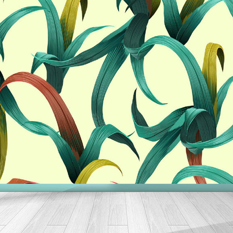 Light Color Leaves Pattern Mural Decal Waterproofing Tropical Interior Room Wall Art