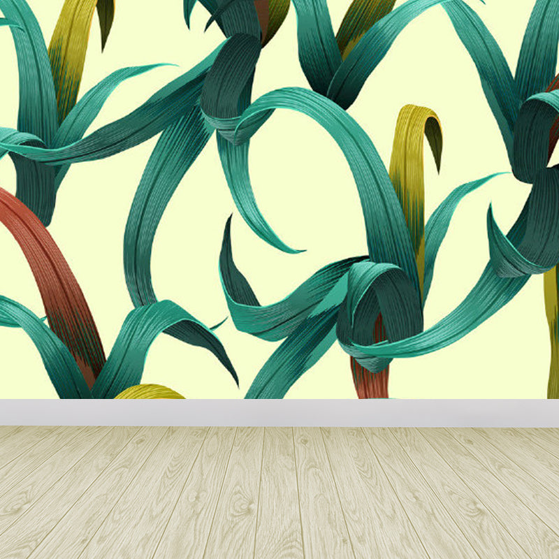 Light Color Leaves Pattern Mural Decal Waterproofing Tropical Interior Room Wall Art