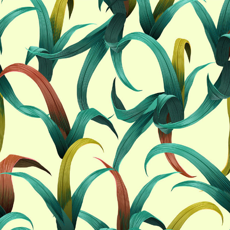 Light Color Leaves Pattern Mural Decal Waterproofing Tropical Interior Room Wall Art