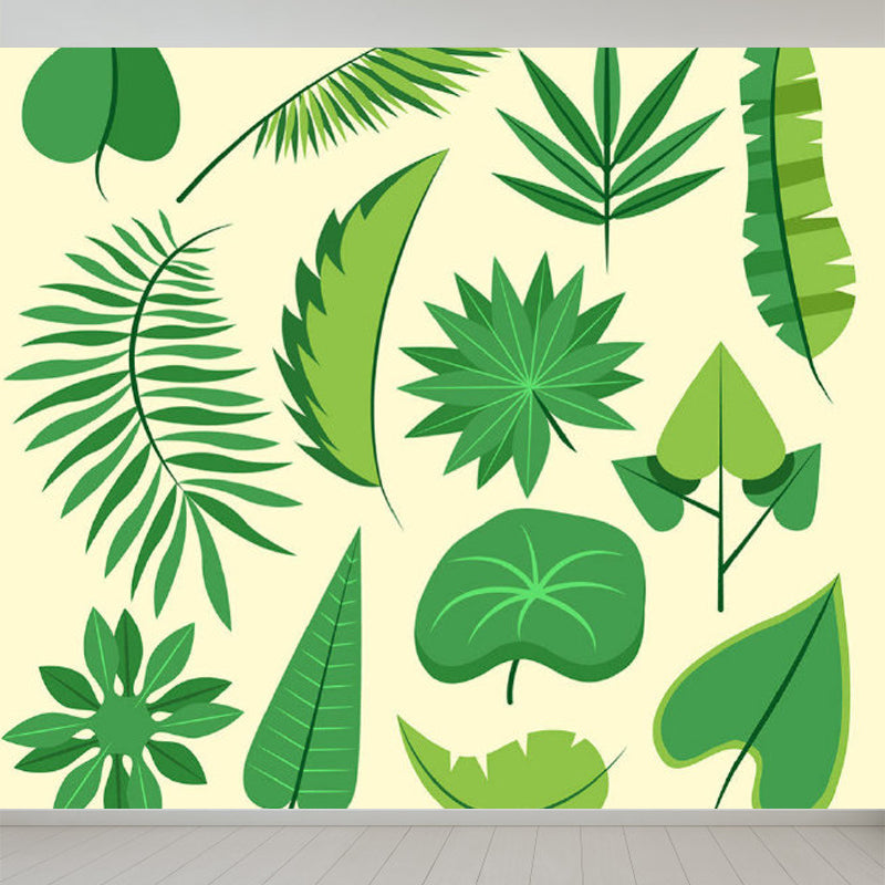 Light Color Leaves Pattern Mural Decal Waterproofing Tropical Interior Room Wall Art