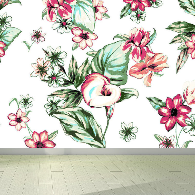 Soft Color Tropical Mural Wallpaper Big Botanical Leaves Wall Covering for Playroom