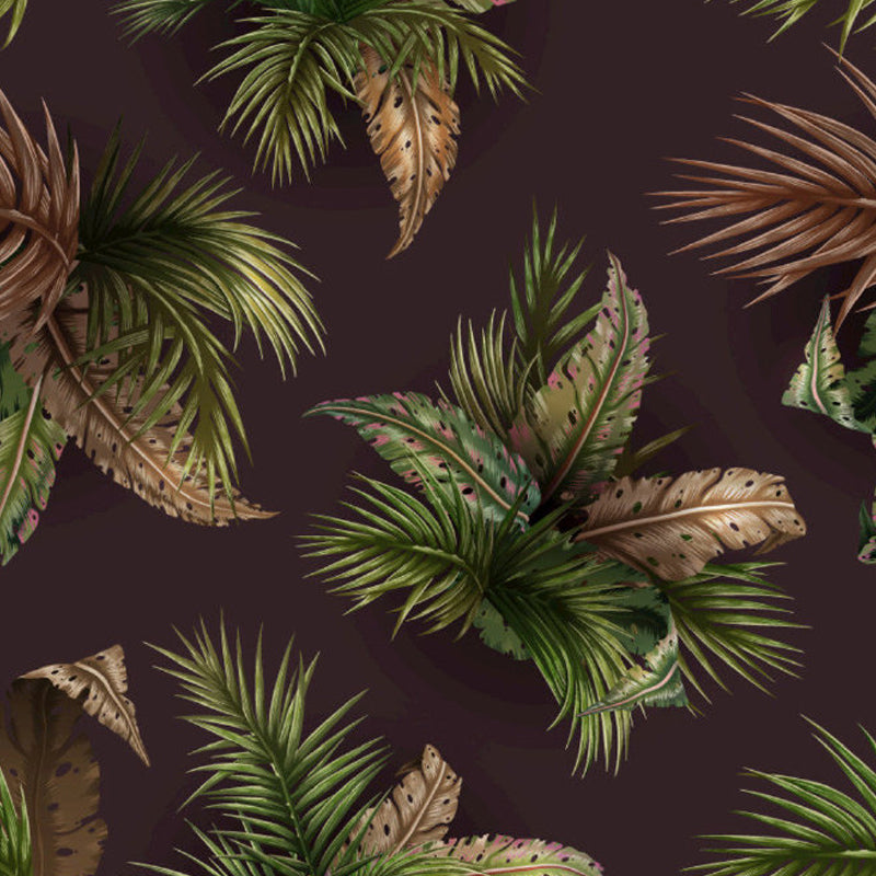 Soft Color Tropical Mural Wallpaper Big Botanical Leaves Wall Covering for Playroom