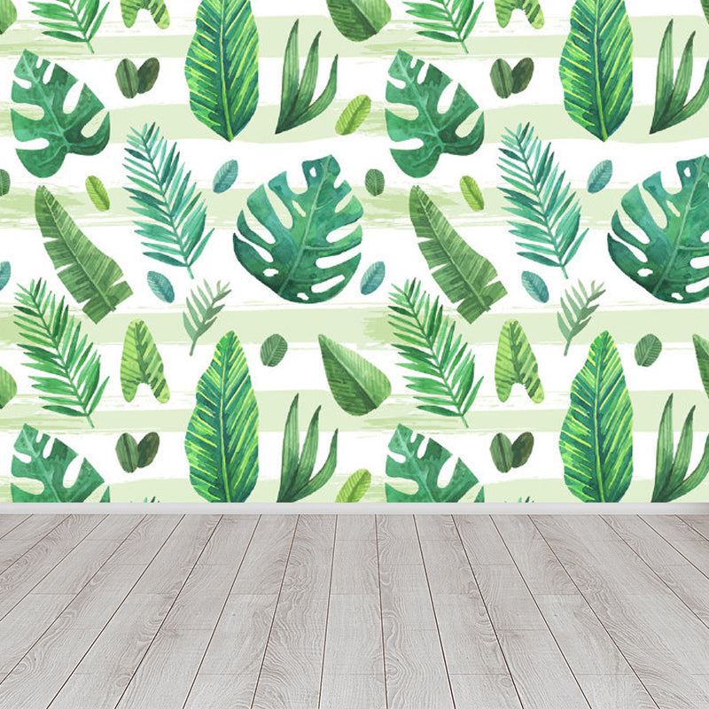 Leaves Pattern Mural Decal Tropical Decorative Kitchen Wall Covering, Made to Measure