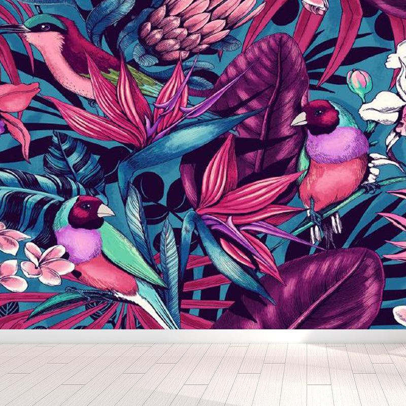 Foliage Mural Decal Tropical Ornamental Girls Bedroom Wall Covering, Personalize