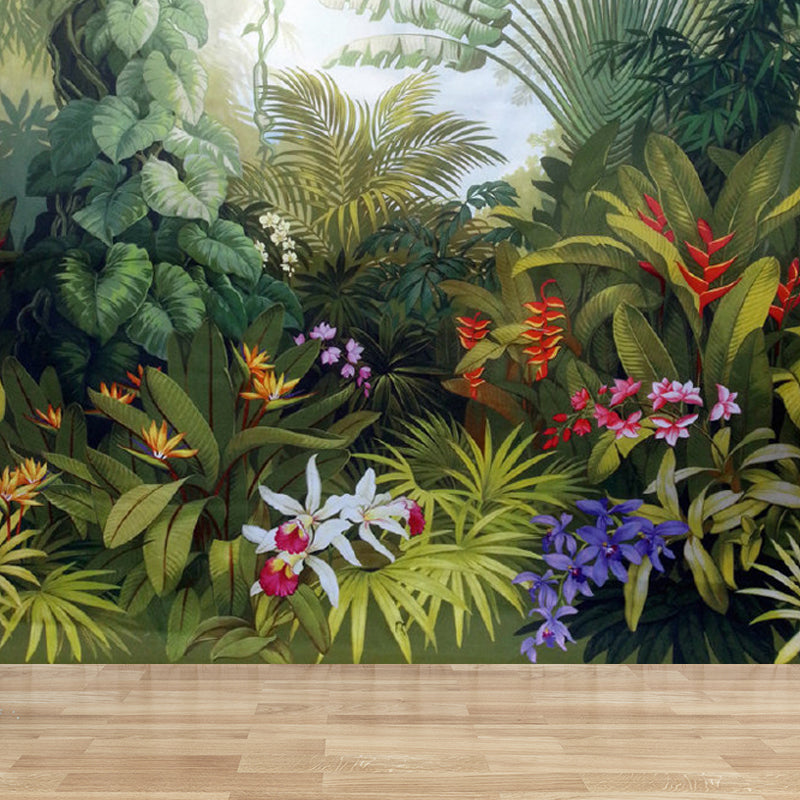 Water Resistant Botanical Wall Mural Non-Woven Tropical Wall Decor for Dining Room