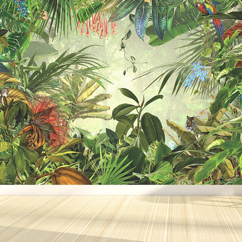 Water Resistant Botanical Wall Mural Non-Woven Tropical Wall Decor for Dining Room