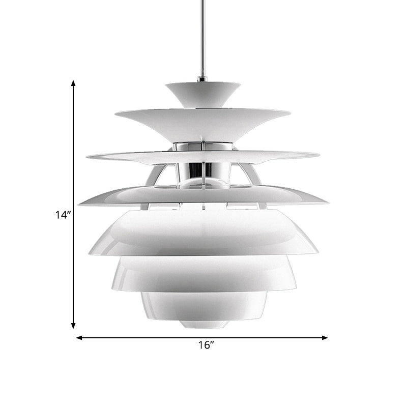 Tiered Ceiling Hanging Light with Pinecone Shade Nordic Aluminum 1 Light Dining Room Pendant Lamp in White