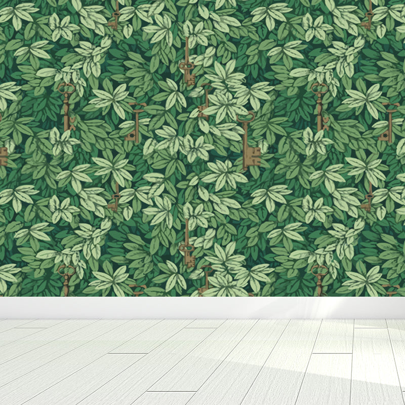 Non-Woven Ornamental Wall Mural Tropical Botanical Leaves Wall Covering, Personalised