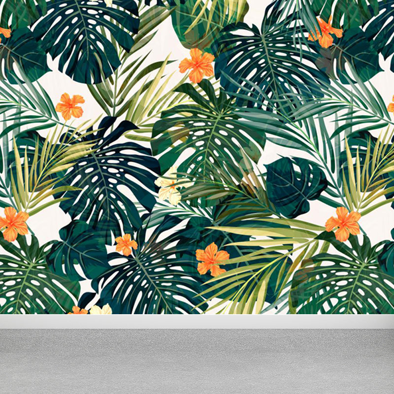 Non-Woven Ornamental Wall Mural Tropical Botanical Leaves Wall Covering, Personalised