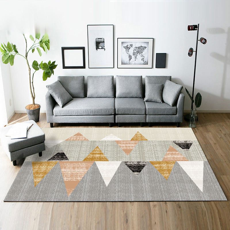 Modern Living Room Rug in Black and Yellow Color Block Stripe Print Rug Polyester Anti-Slip Area Rug